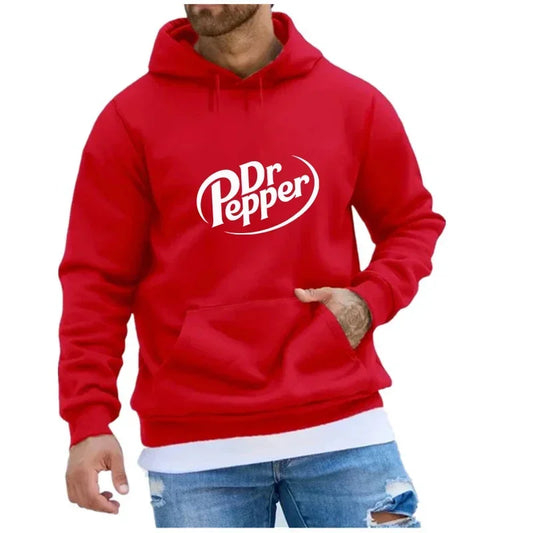 Dr Pepper Letter Printed Hoodie Unisex Autumn Fleece Sweatshirt